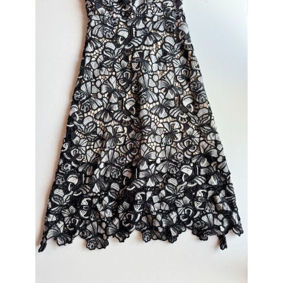 ALICE + OLIVIA Noreen Butterfly Guipere Lace V-Neck Halter Midi Dress, Size 0 - Picture 5 of 10